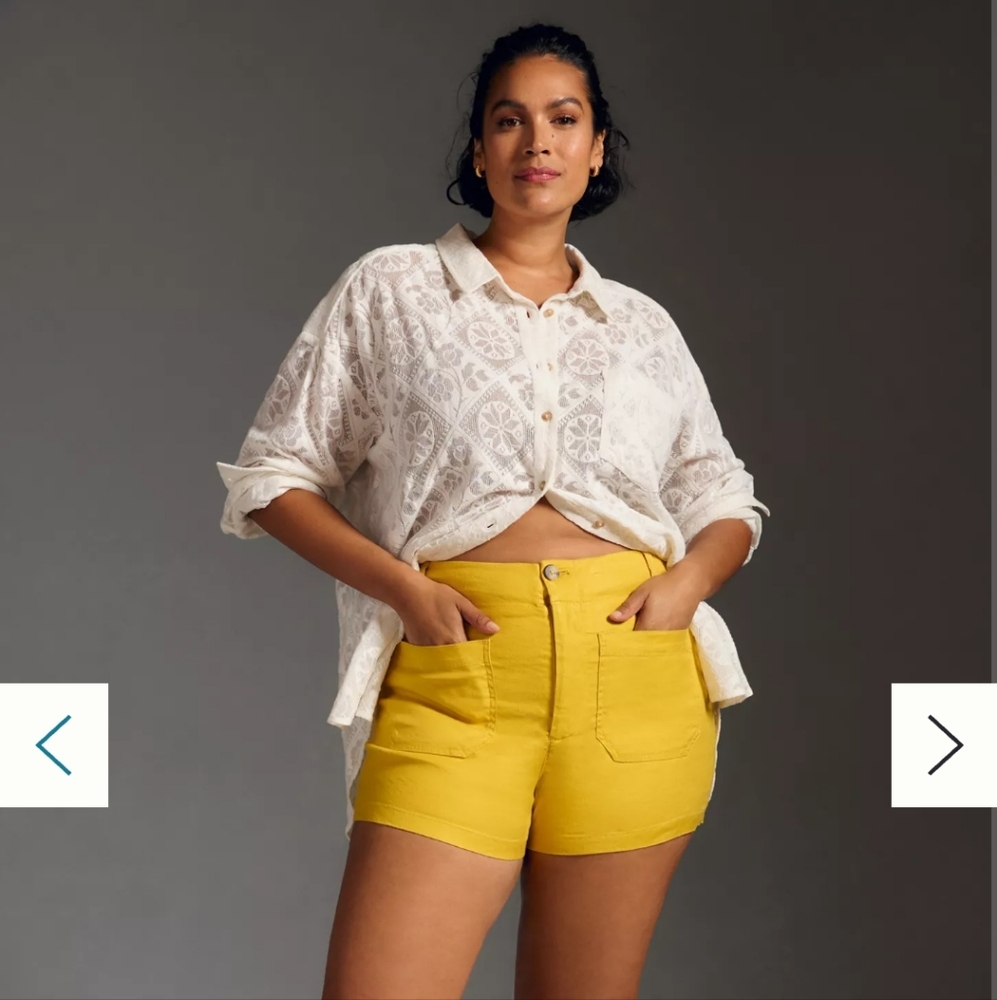 Anthropologie Colette Linen Yellow Shorts
